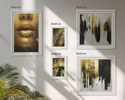 Polyptych v rámu s motivem glamour rostlin a tváří