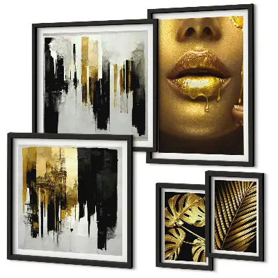 Polyptych v rámu s motivem glamour rostlin a tváří