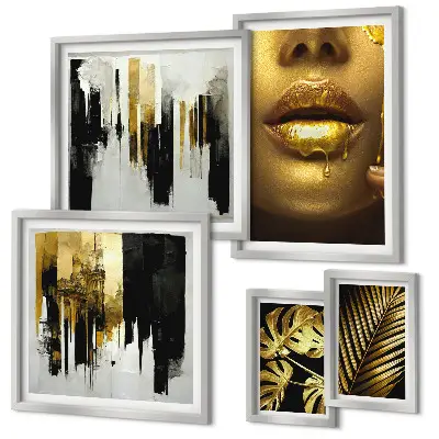 Polyptych v rámu s motivem glamour rostlin a tváří