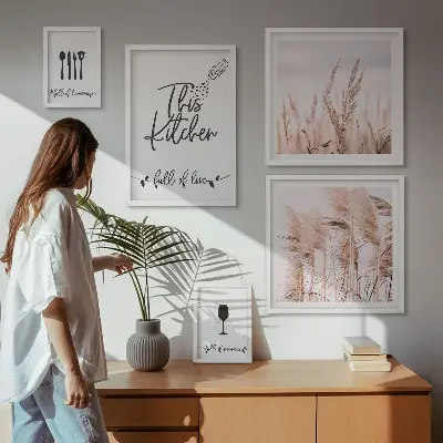 Sada obrazů do ložnice v motivu boho kuchyně
