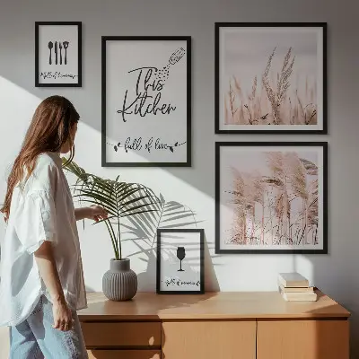 Sada obrazů do ložnice v motivu boho kuchyně