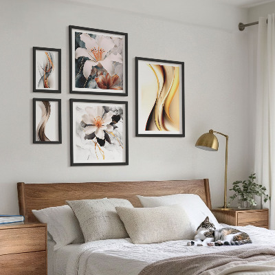 Sada obrazů do ložnice Stylové abstraktní květiny