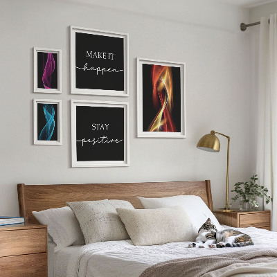 Sada obrazů do ložnice Citáty, světelné vzory, inspirace