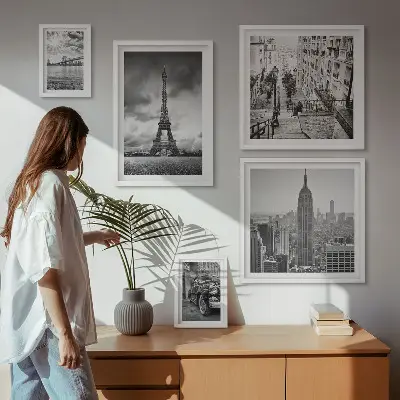 Architektonické ikony městských krajin poliptyk v rámu