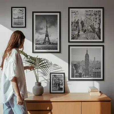 Architektonické ikony městských krajin poliptyk v rámu