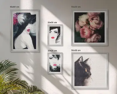 Poliptyk v rámu stylové portréty žen s růžemi