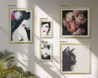 Poliptyk v rámu stylové portréty žen s růžemi