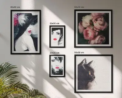 Poliptyk v rámu stylové portréty žen s růžemi
