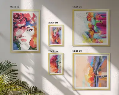 Sada obrazů do ložnice barevné abstraktní portréty