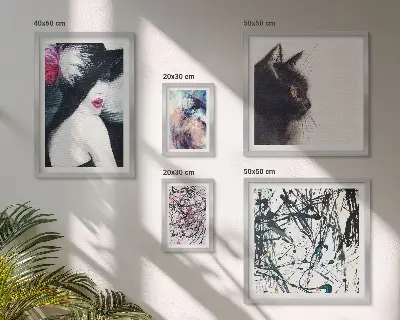 Stylové abstraktní portréty poliptyk v rámu