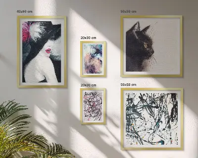 Stylové abstraktní portréty poliptyk v rámu