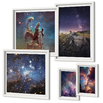 Sada obrazů do ložnice Kosmické krajiny galaxií