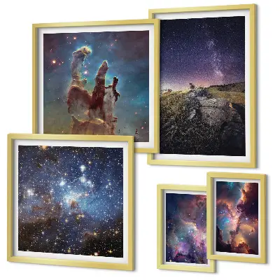 Sada obrazů do ložnice kosmické krajiny galaxií