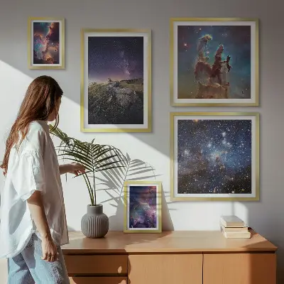 Sada obrazů do ložnice kosmické krajiny galaxií