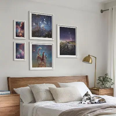 Sada obrazů do ložnice kosmické krajiny galaxií