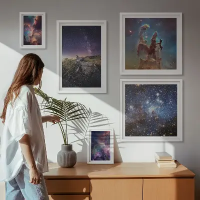 Sada obrazů do ložnice kosmické krajiny galaxií