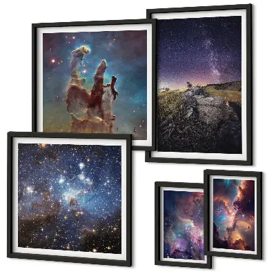 Sada obrazů do ložnice kosmické krajiny galaxií
