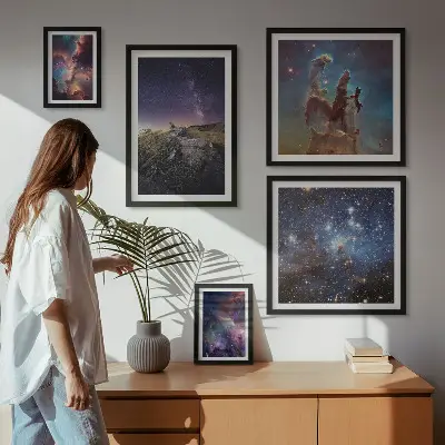 Sada obrazů do ložnice kosmické krajiny galaxií