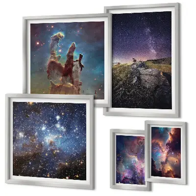 Sada obrazů do ložnice kosmické krajiny galaxií