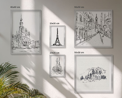 Sada obrazů do ložnice Stylové architektonické ilustrace