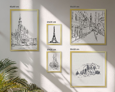 Sada obrazů do ložnice Stylové architektonické ilustrace