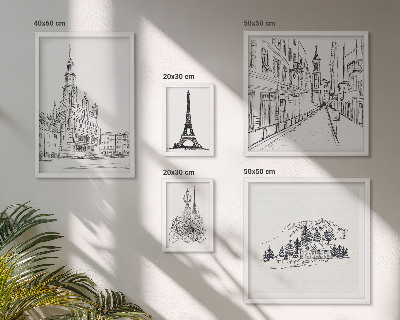Sada obrazů do ložnice Stylové architektonické ilustrace