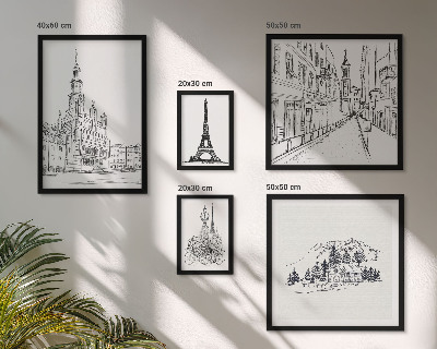 Sada obrazů do ložnice Stylové architektonické ilustrace
