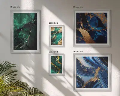 Elegantní abstrakce se zelení poliptyk v rámu