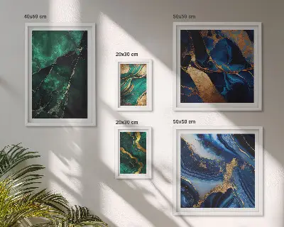 Elegantní abstrakce se zelení poliptyk v rámu