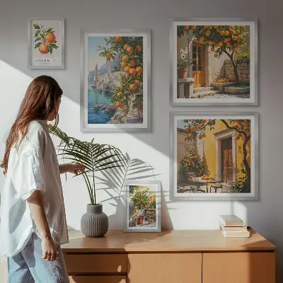 Atmosférické ovocné výhledy v rámu jako polyptych