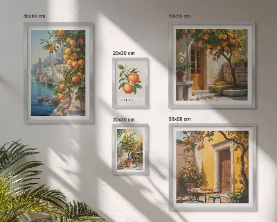 Atmosférické ovocné výhledy v rámu jako polyptych