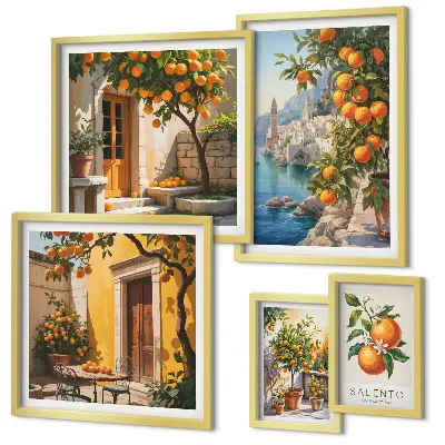 Atmosférické ovocné výhledy v rámu jako polyptych