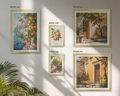 Atmosférické ovocné výhledy v rámu jako polyptych