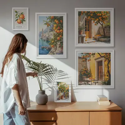 Atmosférické ovocné výhledy v rámu jako polyptych