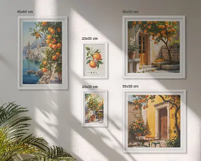 Atmosférické ovocné výhledy v rámu jako polyptych