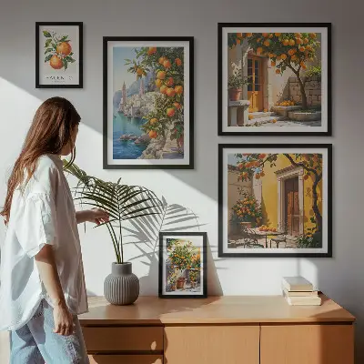 Atmosférické ovocné výhledy v rámu jako polyptych