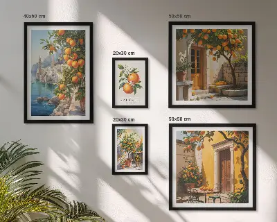 Atmosférické ovocné výhledy v rámu jako polyptych