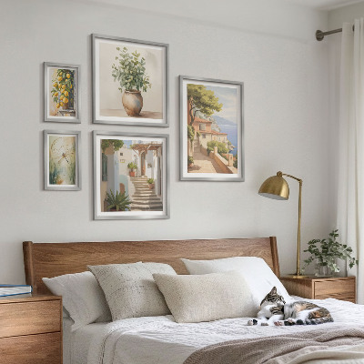Sada obrazů do ložnice Stylové výhledy na přímořská města