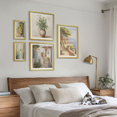 Sada obrazů do ložnice Stylové výhledy na přímořská města