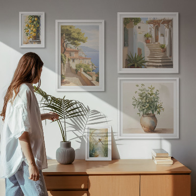 Sada obrazů do ložnice Stylové výhledy na přímořská města