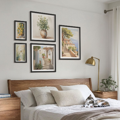 Sada obrazů do ložnice Stylové výhledy na přímořská města