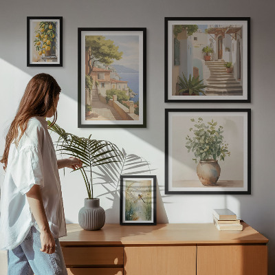 Sada obrazů do ložnice Stylové výhledy na přímořská města