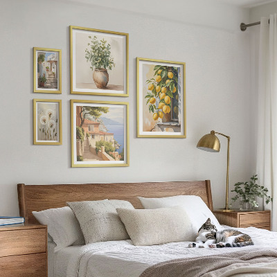 Sada obrazů do ložnice Citrusové akcenty ve středomořském stylu