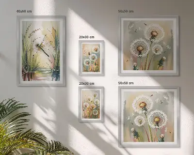 Sada obrazů do ložnice květinové vážky v přírodním stylu