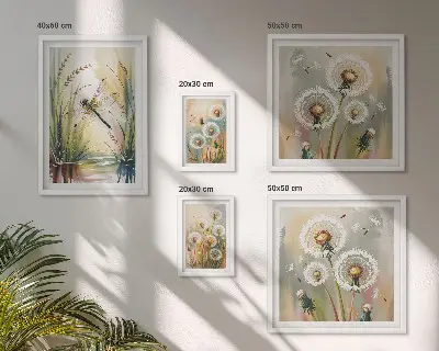 Sada obrazů do ložnice květinové vážky v přírodním stylu