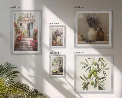 Sada obrazů do ložnice stylové interiéry s motivem květin a ovoce