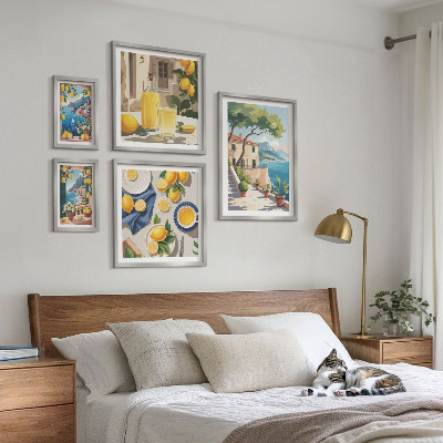 Sada obrazů do ložnice Citrony s malebným výhledem