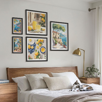 Sada obrazů do ložnice Citrony s malebným výhledem