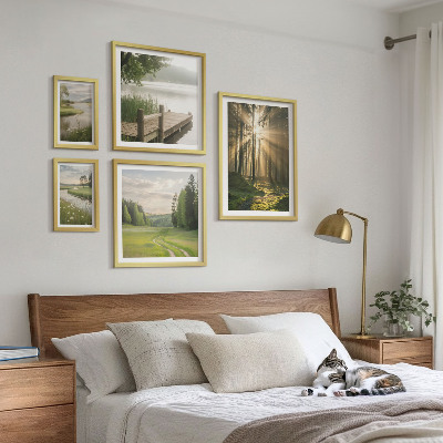 Sada obrazů do ložnice Lesní krajiny slunce voda