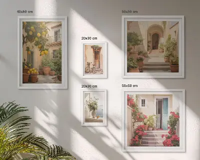 Sada obrazů do ložnice s motivem ulice, květin, citrusů a provensálského stylu